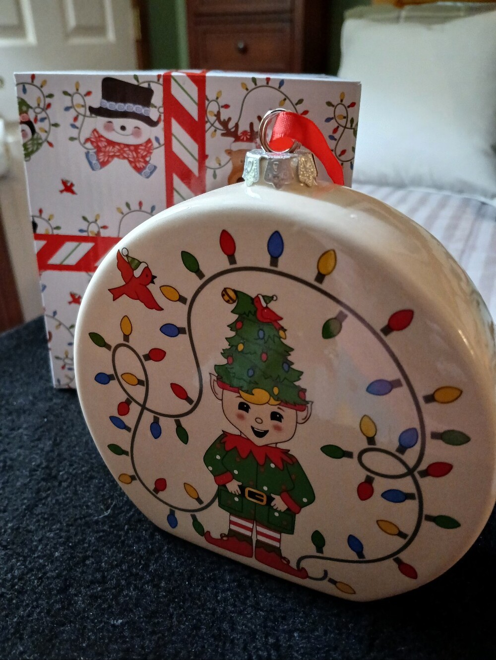 Temp-tations Christmas Elf Ceramic Recipe Ornament